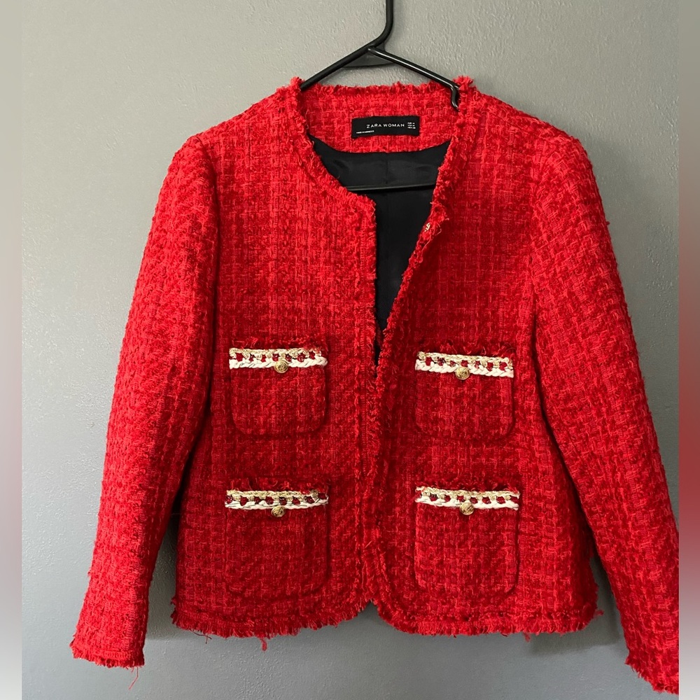 Zara tweed blazer red -M STUNNING ❤️❤️
